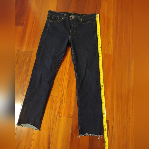 Banana Republic slim straight womens dark blue jeans Stretch frayed botton sz 31 - Picture 8 of 9